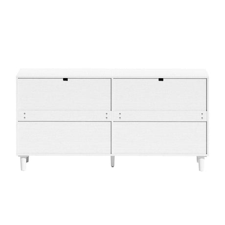 White Modern Rattan 6-Drawer Bedroom Dresser - Sleep Galleria