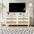 White Modern Rattan 6-Drawer Bedroom Dresser - Sleep Galleria