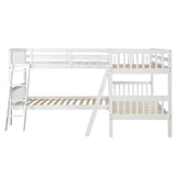 White Solid Wood Twin - Over - Twin L - Shaped Bunk Bed - Veluna - Omega Lifestyles