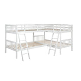 White Solid Wood Twin - Over - Twin L - Shaped Bunk Bed - Veluna - Omega Lifestyles
