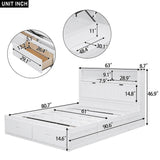 White Wood Hydraulic Platform Bed With Storage Drawers - Omega Lifestyles