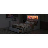 White Wood Hydraulic Platform Bed With Storage Drawers - Omega Lifestyles