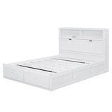White Wood Hydraulic Platform Bed With Storage Drawers - Omega Lifestyles