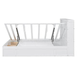 White Wood Hydraulic Platform Bed With Storage Drawers - Omega Lifestyles
