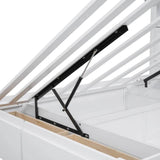 White Wood Hydraulic Platform Bed With Storage Drawers - Omega Lifestyles