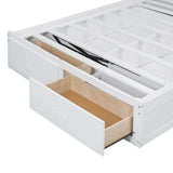 White Wood Hydraulic Platform Bed With Storage Drawers - Omega Lifestyles