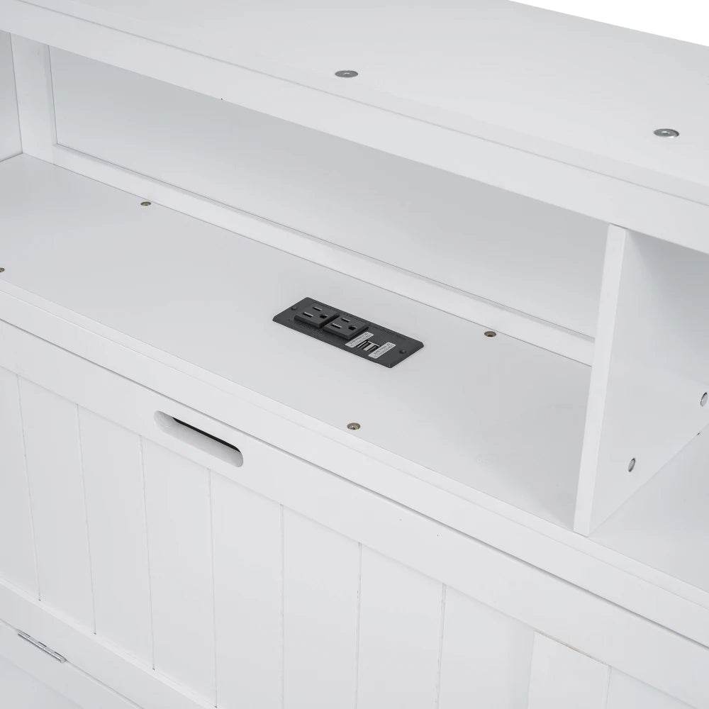 White Wood Hydraulic Platform Bed With Storage Drawers - Omega Lifestyles