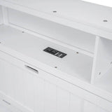 White Wood Hydraulic Platform Bed With Storage Drawers - Omega Lifestyles