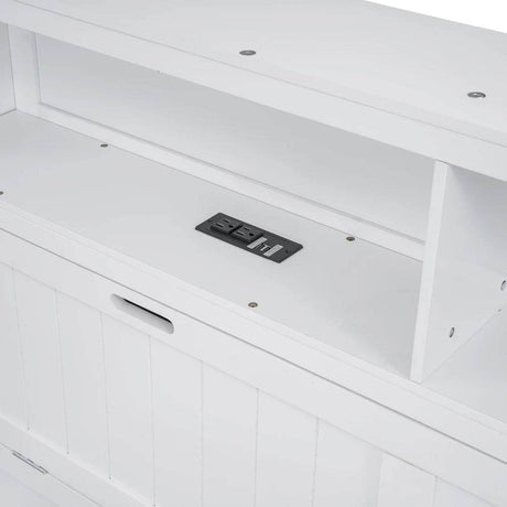 White Wood Hydraulic Platform Bed With Storage Drawers - Omega Lifestyles
