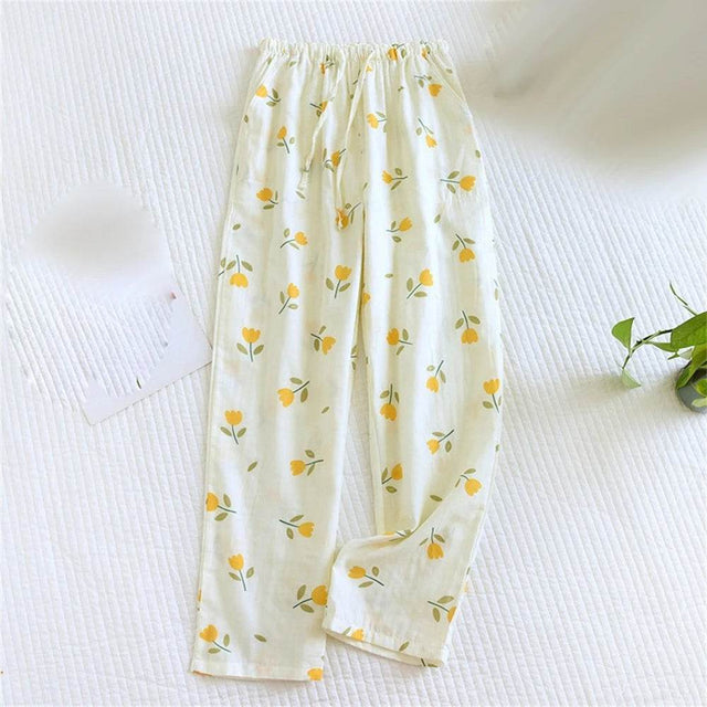 Women’s Cotton Printed Loose Pajama Sleep Bottoms - Omega Lifestyles