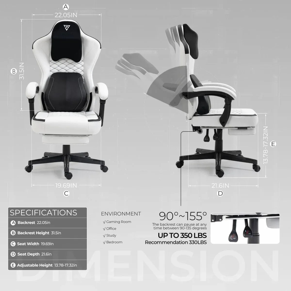 Ergonomic Heated Massage Lumbar Support Gaming Chair - Omega Lifestyles