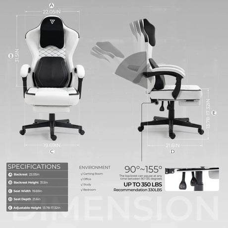 Ergonomic Heated Massage Lumbar Support Gaming Chair - Omega Lifestyles