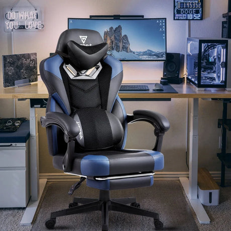 Ergonomic Reclining Gaming Chair With Footrest And Lumbar Support - Omega Lifestyles