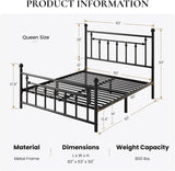 Victorian Metal Platform Bed Frame with Steel Slats - Omega Lifestyles