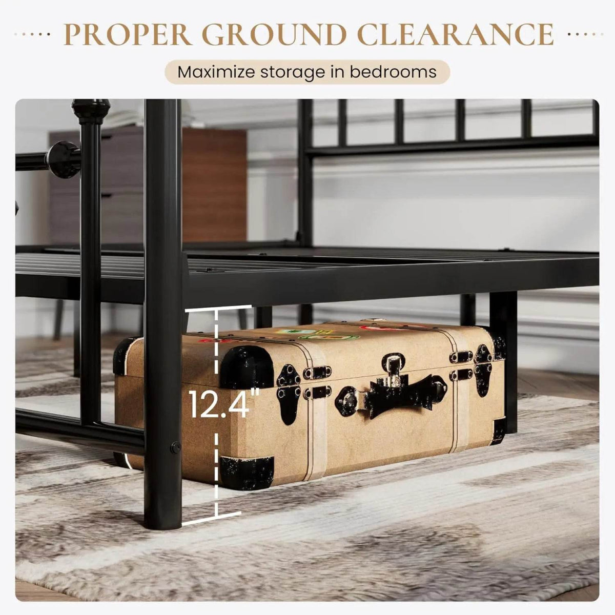 Victorian Metal Platform Bed Frame with Steel Slats - Omega Lifestyles