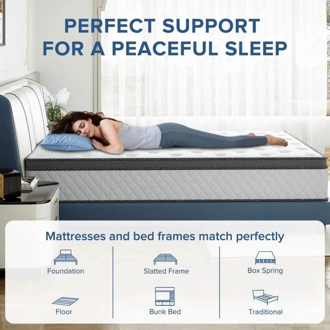 Medium 12-Inch Hybrid Bamboo Gel Memory Foam Mattress - Omega Lifestyles