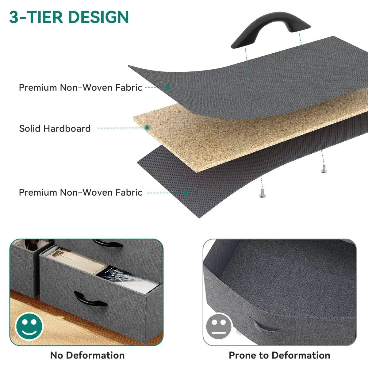 16-Drawer Tall Black Gray Fabric Dresser - Omega Lifestyles