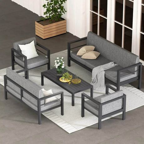 5-Piece Modern Aluminum Outdoor Patio Furniture Set - Omega Lifestyles