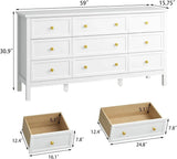 9 Drawer White Modern Lacquered Engineered Wood Dresser - Omega Lifestyles
