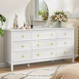 9 Drawer White Modern Lacquered Engineered Wood Dresser - Omega Lifestyles
