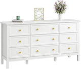 9 Drawer White Modern Lacquered Engineered Wood Dresser - Omega Lifestyles
