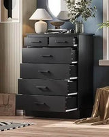 Black 6-Drawer Wood Storage Dresser Chest - Omega Lifestyles