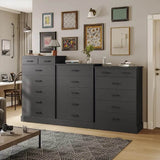 Black 6-Drawer Wood Storage Dresser Chest - Omega Lifestyles