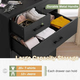 Black 6-Drawer Wood Storage Dresser Chest - Omega Lifestyles