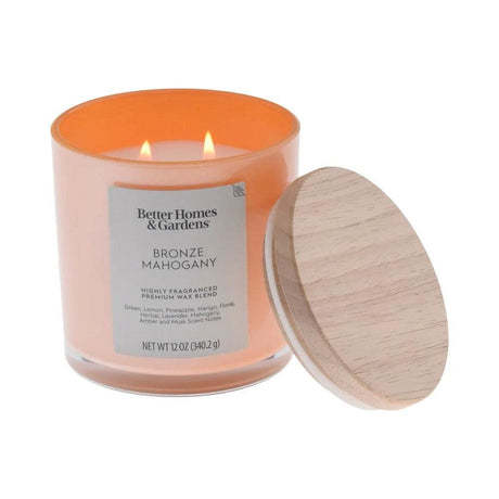 Bronze Mahogany Scented 12oz Jar Candle With Double Wicks - Omega Lifestyles