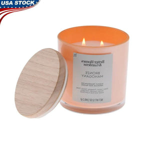 Bronze Mahogany Scented 12oz Jar Candle With Double Wicks - Omega Lifestyles