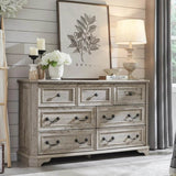 Farmhouse Rustic 9-Drawer Engineered Wood Dresser - Omega Lifestyles