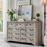 Farmhouse Rustic 9-Drawer Engineered Wood Dresser - Omega Lifestyles