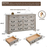 Farmhouse Rustic 9-Drawer Engineered Wood Dresser - Omega Lifestyles