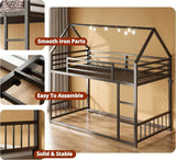 House-Shaped Twin Over Twin Metal Bunk Bed Frame - Omega Lifestyles