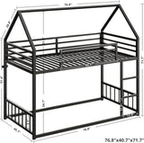 House-Shaped Twin Over Twin Metal Bunk Bed Frame - Omega Lifestyles