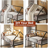 House-Shaped Twin Over Twin Metal Bunk Bed Frame - Omega Lifestyles