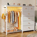 Modern 6-Drawer White Dresser With Hanging Rack And LED Lights - Omega Lifestyles