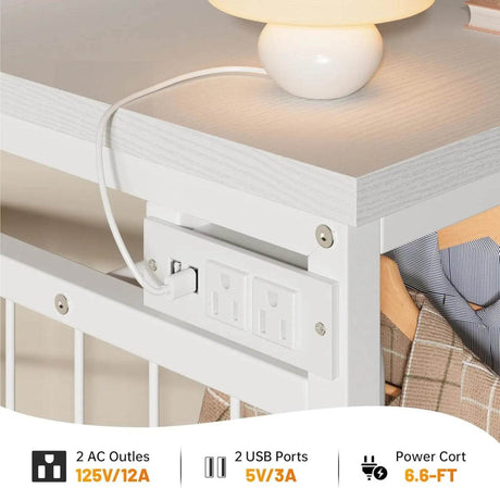 Modern 6-Drawer White Dresser With Hanging Rack And LED Lights - Omega Lifestyles