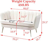 Modern Chenille Small Loveseat Sofa With Gold Legs - Omega Lifestyles