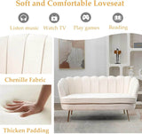 Modern Chenille Small Loveseat Sofa With Gold Legs - Omega Lifestyles