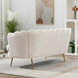 Modern Chenille Small Loveseat Sofa With Gold Legs - Omega Lifestyles