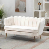 Modern Chenille Small Loveseat Sofa With Gold Legs - Omega Lifestyles