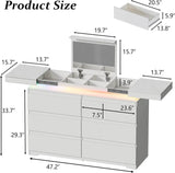 Modern White 6-Drawer Dresser With Mirror Charging Station - Omega Lifestyles