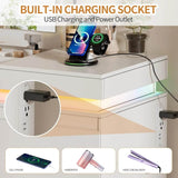 Modern White 6-Drawer Dresser With Mirror Charging Station - Omega Lifestyles