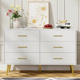Modern White 6-Drawer Engineered Wood Dresser - Omega Lifestyles