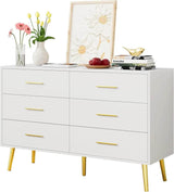 Modern White 6-Drawer Engineered Wood Dresser - Omega Lifestyles