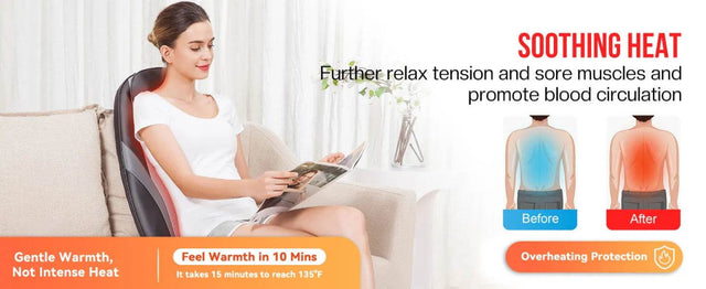 Shiatsu Heat Massage Cushion with Kneading Back Therapy Pad - Omega Lifestyles