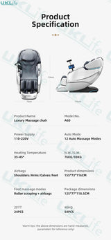 Yutori MistGlow Heat 4D SL-Track AI Voice Massage Chair - Omega Lifestyles