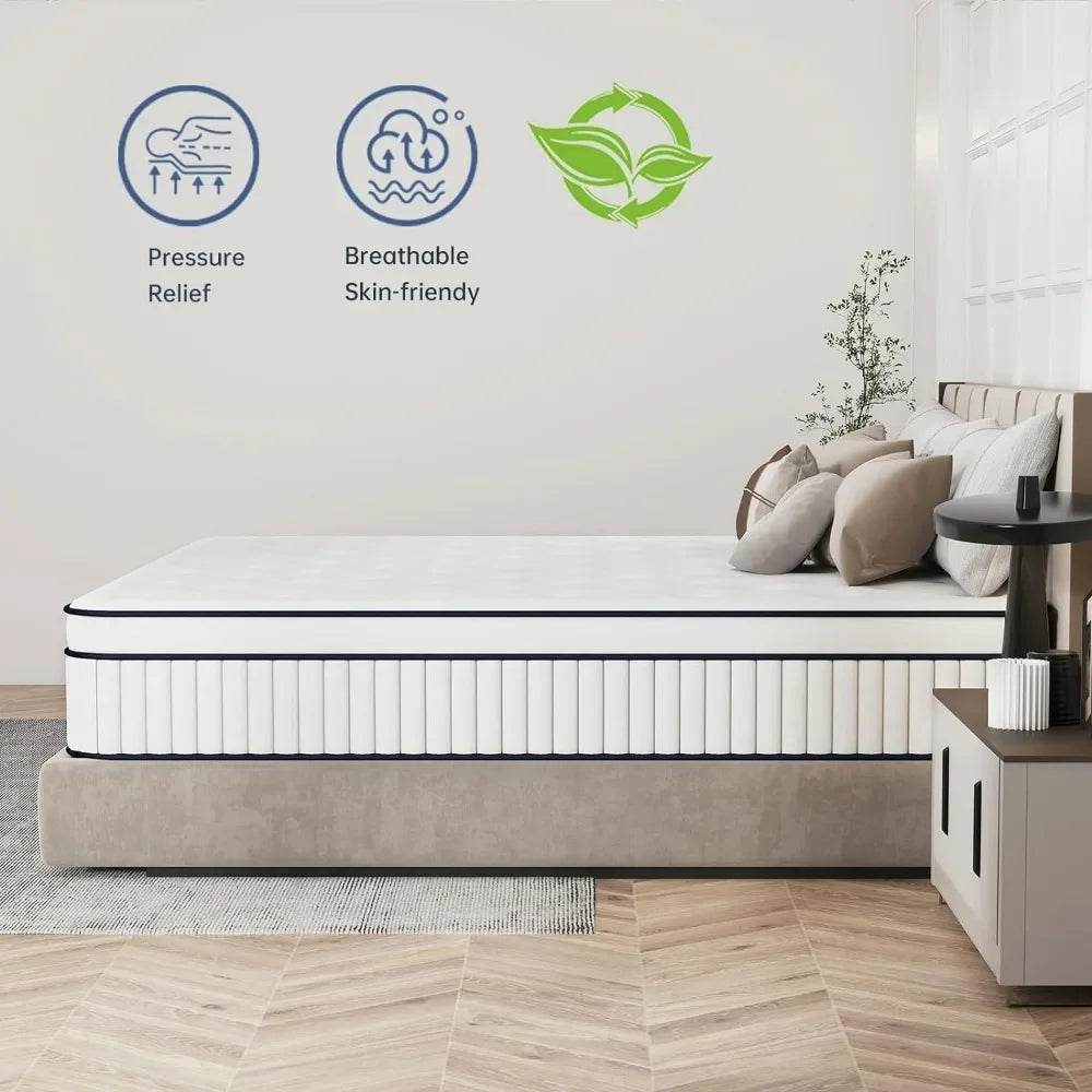Medium 10-Inch Hybrid Pocket Spring Mattress - Omega Lifestyles