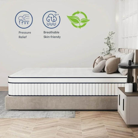 Medium 10-Inch Hybrid Pocket Spring Mattress - Omega Lifestyles
